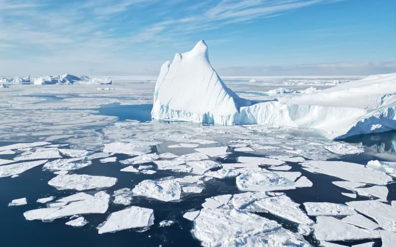 Icebergs at the mouth of the Ilulissat Icefjord, Disko Bay