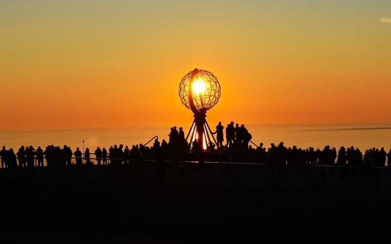 The globe monument on the North Cape plateau above the Barents Sea