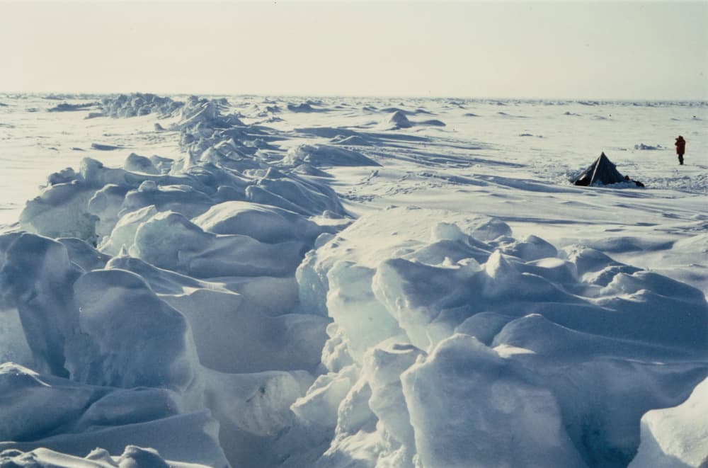 Pressure ridges in the pack ice near the North Pole