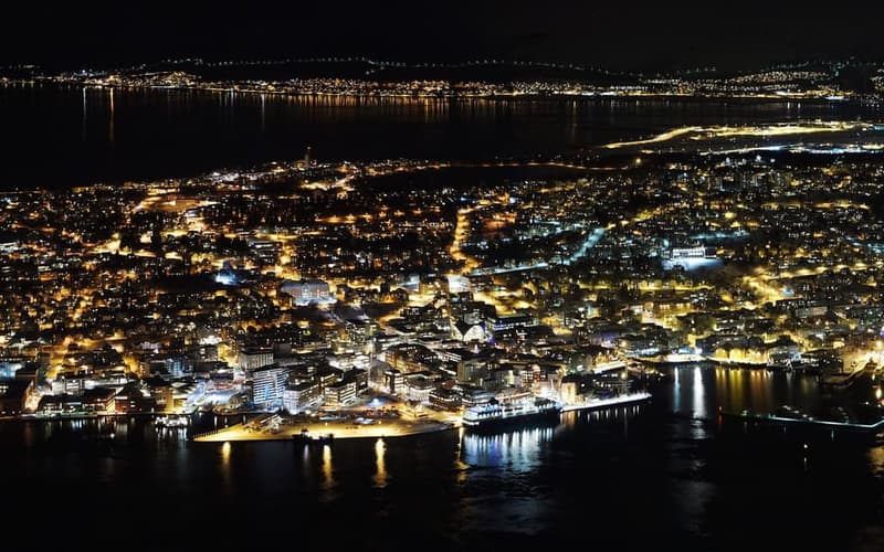 Tromsø and its bridge seen from the Fjellheisen viewpoint
