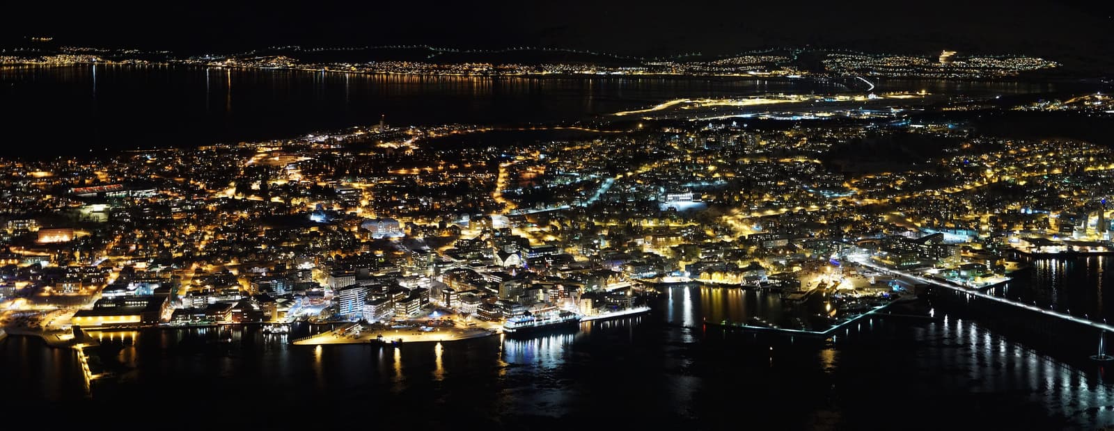 Tromsø and its bridge seen from the Fjellheisen viewpoint
